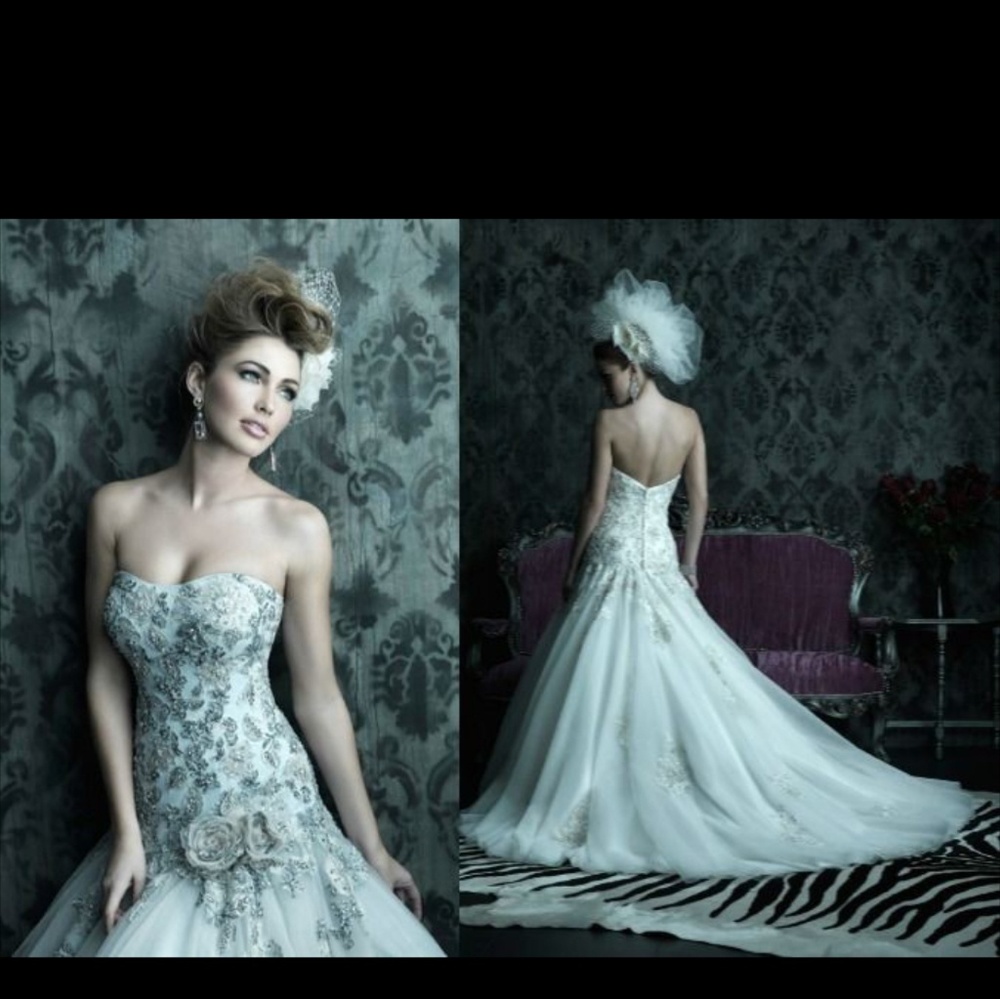 Allure Couture Modest Beaded Tulle Wedding Dress